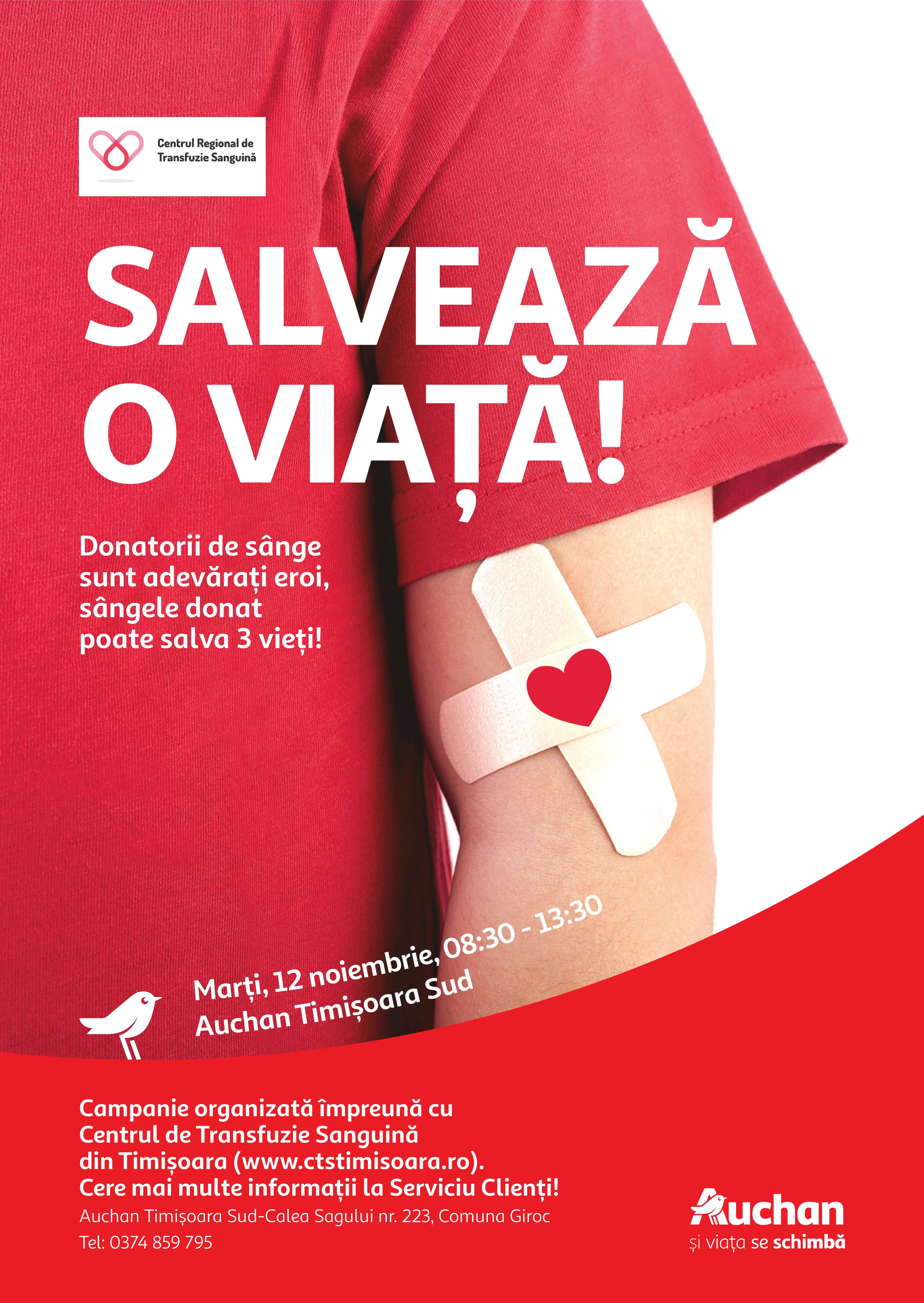 Sângele donat poate salva 3 vieți!