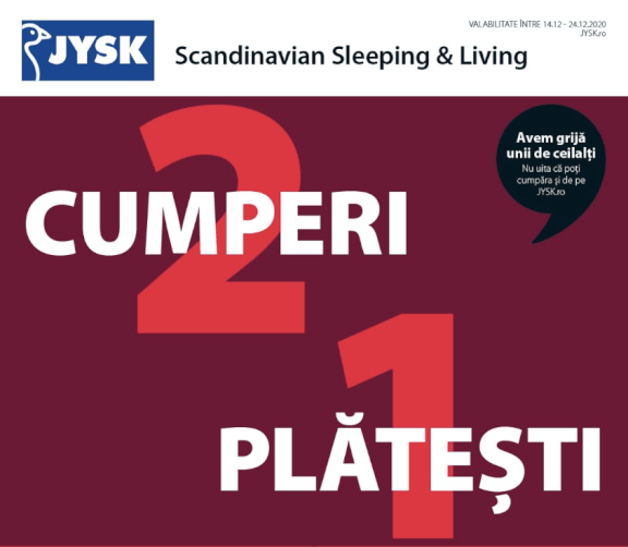 La JYSK Cumperi 2 produse și plătești doar 1